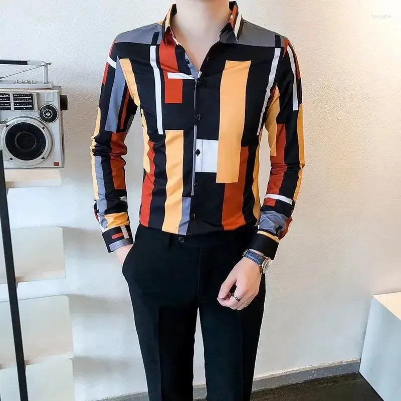 Camicie casual maschile maschile con camicia colorata stampata oversize di lusso di alta qualità I GOTON REGOLARE SOCIALE Originale Button Up XXL