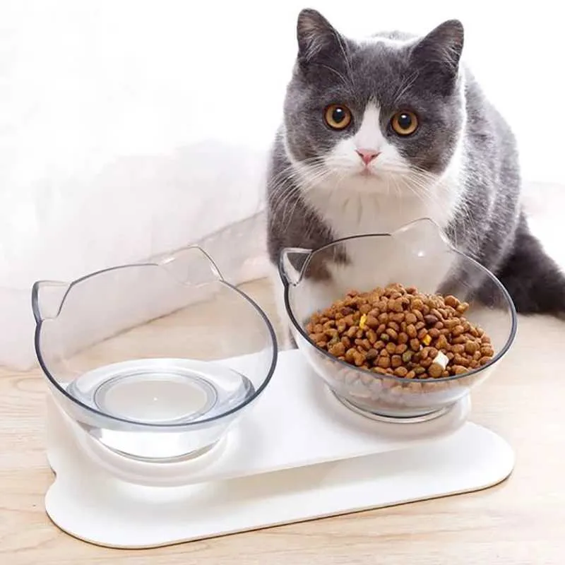 Kosze Bowlowe Podajniki podwójne miski Podwyższona bez poślizgu podajnik żywności z nachyleniem dla małych psów Koty Pet Kott