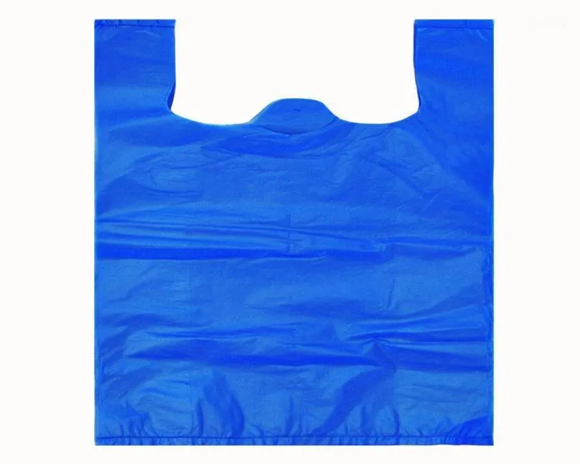 05 kg blaue Plastiktüten Supermarkt Lebensmitteleinkäufe Einwegverdickung mit Griffweste Küche Aufbewahrung sauberer Müll Geschenk Wrap7326742