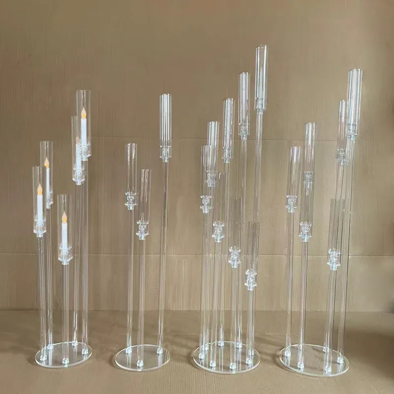 Holders 2/4/5/10pcs Acrylic crystal candelabra wedding centerpieces clear candle holder wedding ceremony event party decoration