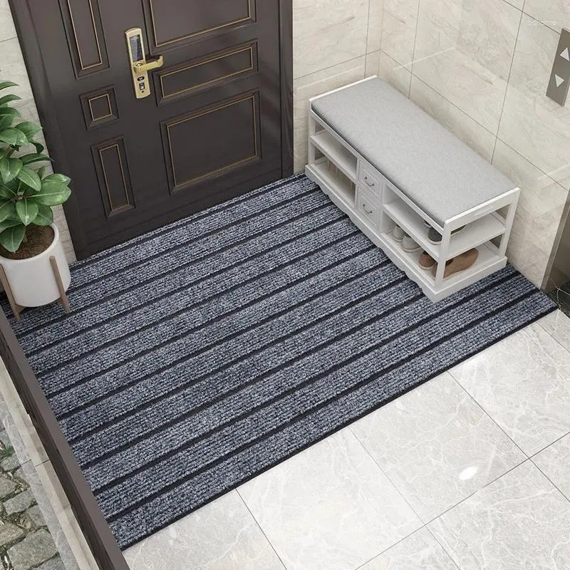 Carpets Modern Minimalist Polyester Entry Door Balcony Kitchen Carpet Solid Color Double Stripe Home Sun Protection Floor Mat Can Be Cut