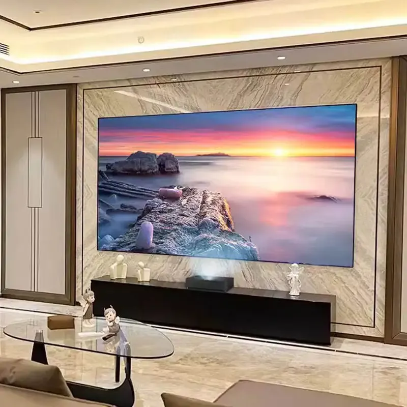 120 inch ultra korte worp anti-licht anti-licht PET Crystal CBSP Projection Screen UST Alr Fixed Frame Projector Screen voor Home Cinema