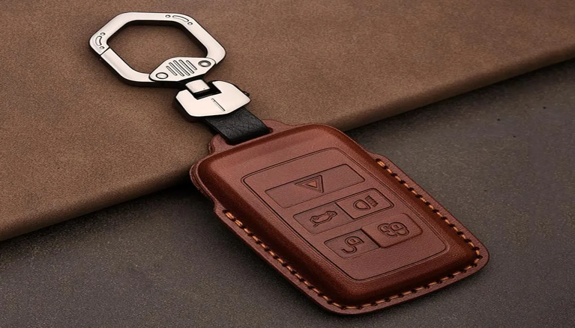 Cubierta de caja de llave de automóvil de cuero genuino de lujo para Jaguar Xel XFL Pace XF Auto Accesorios Autocatoria Bolsa Bag Keyring Cowhide 2202281204172