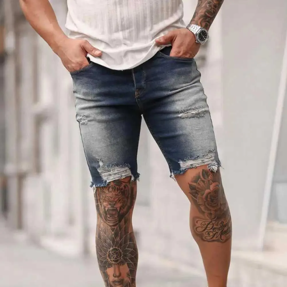 Shorts masculins marques pour hommes shorts décontractés jeans shorts détruire les vêtements pour hommes