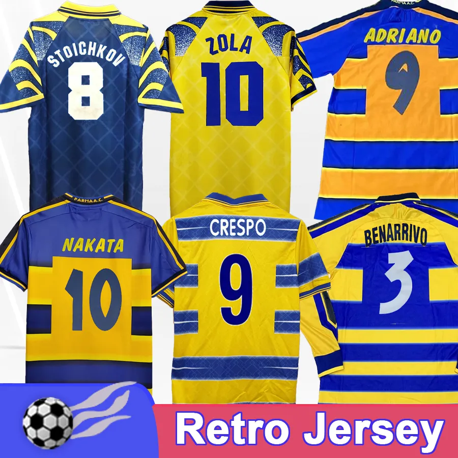 98 99 00 Parma Calcio Mens Soccer Jerseys Crespo Cannavaro Baggio Aspilla Home Football Shirt Kort ärm Vuxna uniformer Maglie Da Calcio