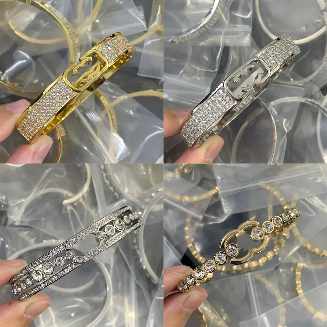Designer armbandbrief Bangels mannen dames merk sieraden inleg kristal titanium staal 18k gouden polsband manchet houdt van geschenken