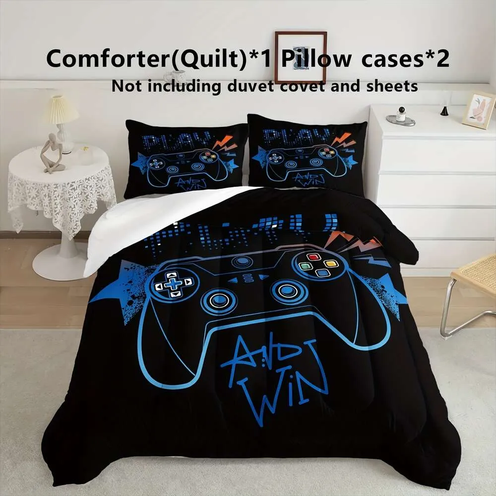 Одеяло Queen Bedding Blue Grip, Gamer Set, набор одежды для видеоигр одеяло и покрывало, не лист