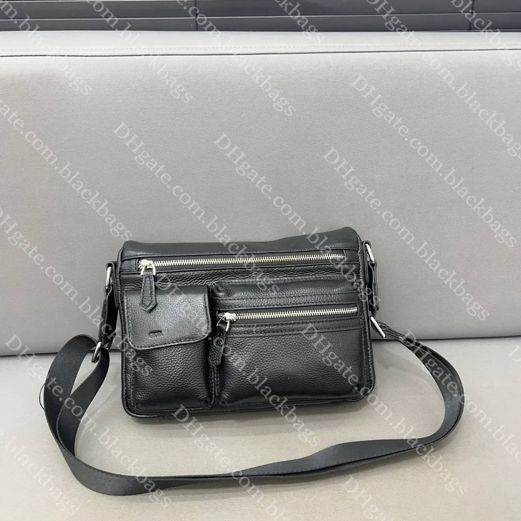 Klassisk mäns crossbody väska designer cowhide messenger väskor för män hög kvalitet läder axelväska svart stor kapacitet affär plånbok