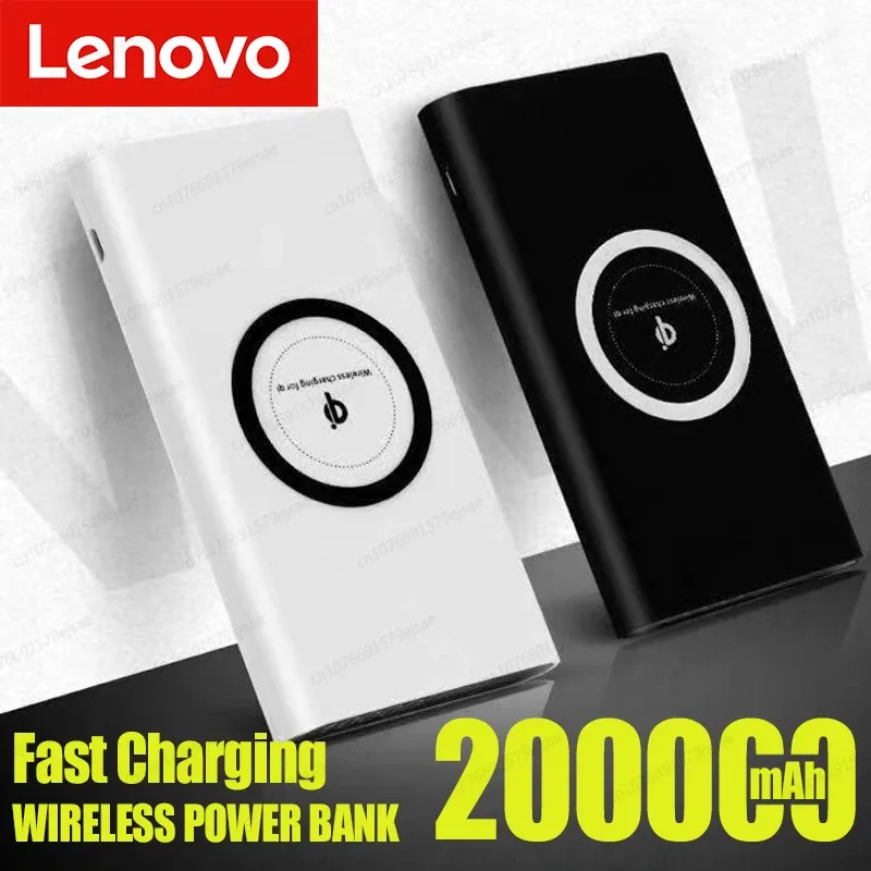 Bank Lenovo 200000 MAH Wireless Power Bank Ultralarge Capaciteit Twoway Super snel opladen voor iPhone Samsung Externe batterij Nieuw