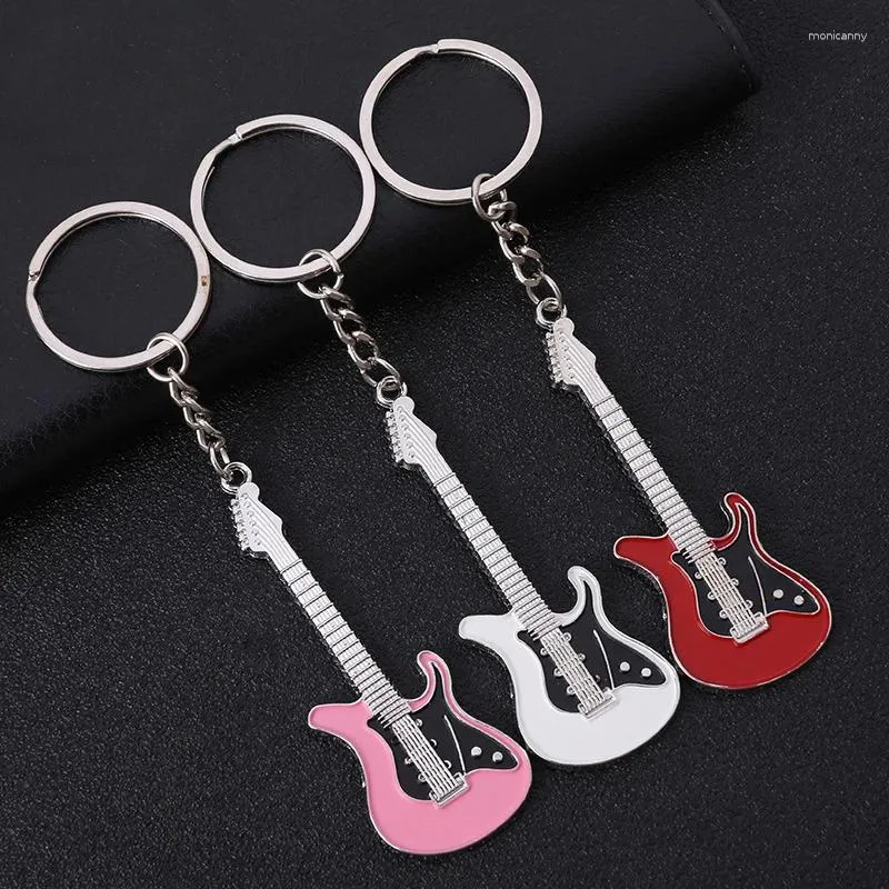 Keychains gitaarsleutel Ring Musical Instrument hanger 1 stuk creatief geschenk mode hangend drop keychain metal paar