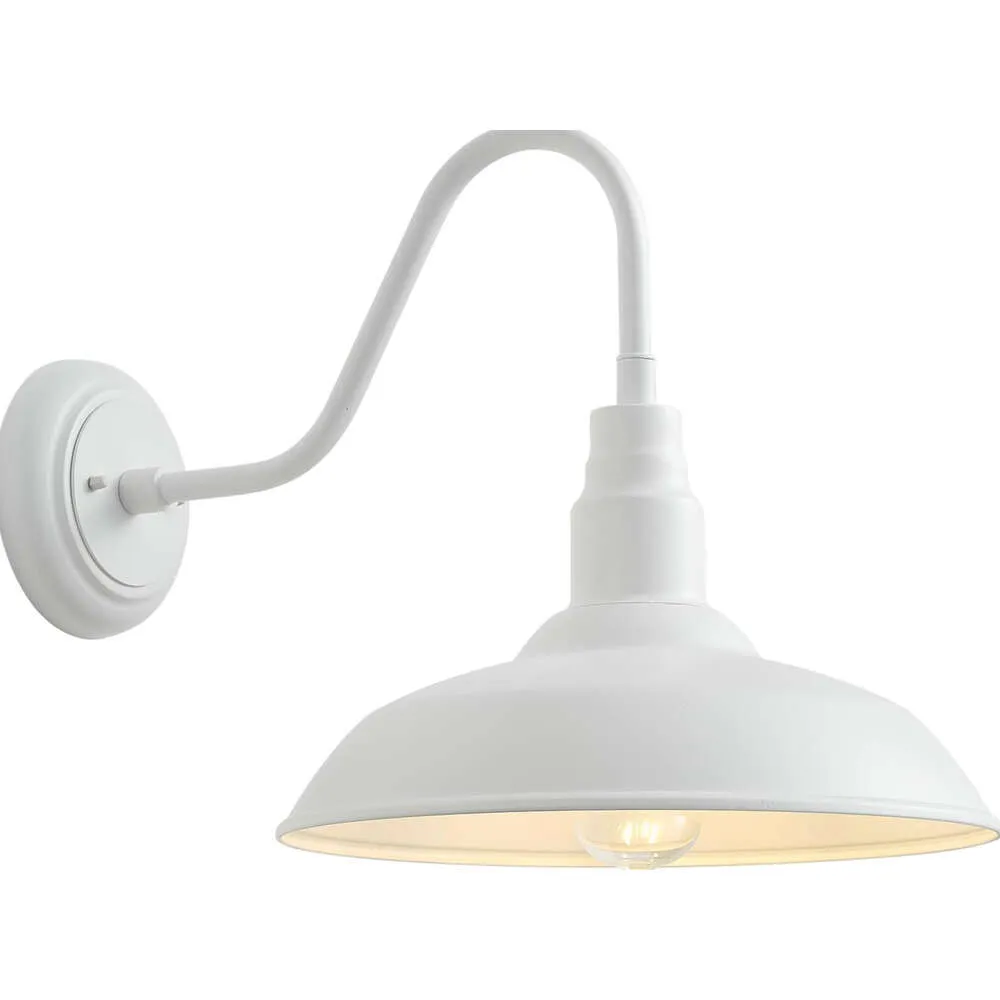 Goalplus 16 inch Dome Barn Light voor veranda - Grote waneneck buitenarmatuur met wandbevestiging, zwarte exterieur sconce lamp voor boerderij buiten muur