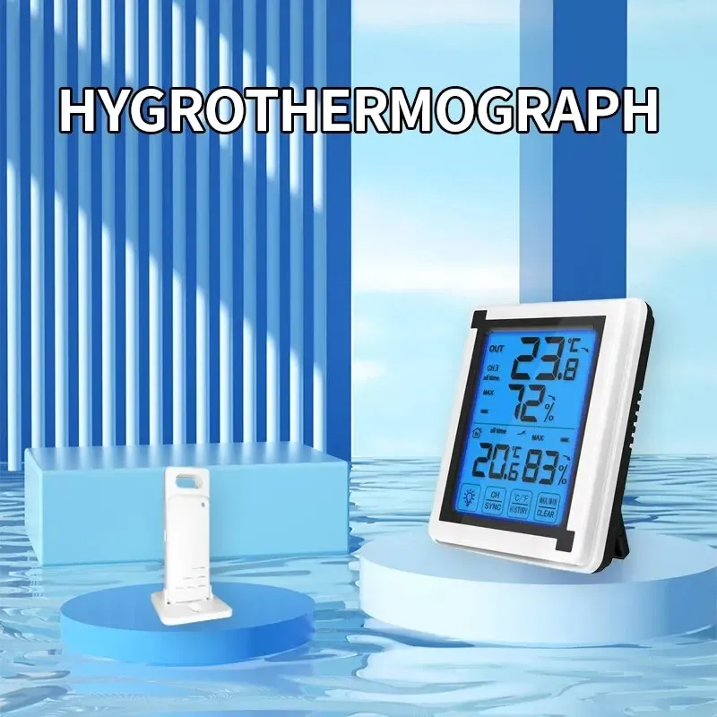 Meters Hygrograph voor binnengebruik/touchsensitieve LCD -display/comfortindicator, temperatuur- en vochtigheidstrendindicator