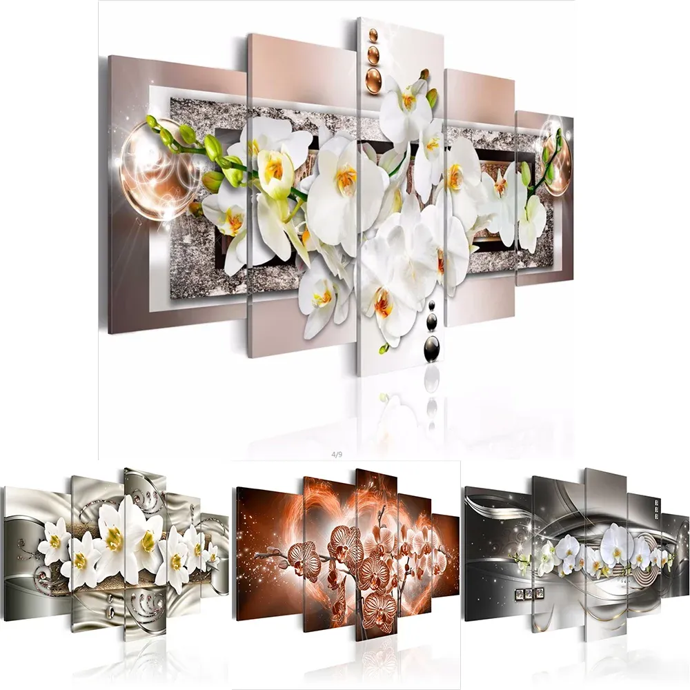 Stitch Huacan Multipicture Diamond Painting 5pcs/Set Flowers Diamumo quadrato Diamica Mosaica Decorazione