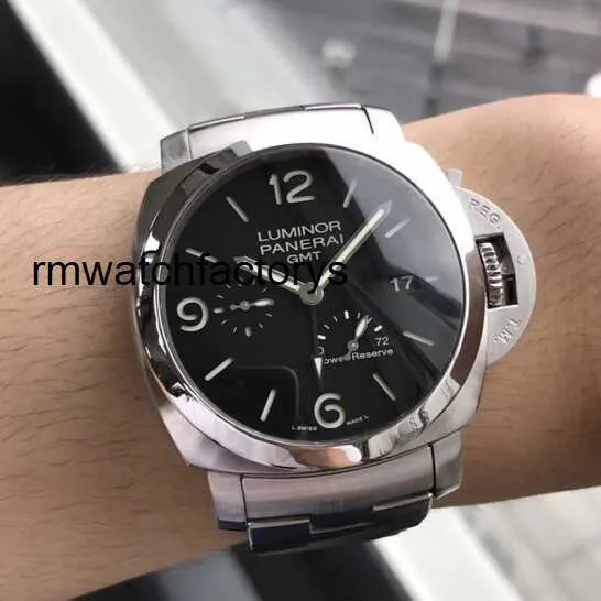 Montre de poignet de plongée Panerai mâle Luminor 1950 Série Automatique mécanique acier Date du fuseau horaire Mobile Storage Titanium Metal Watch 44mm Black Disk Pam00347