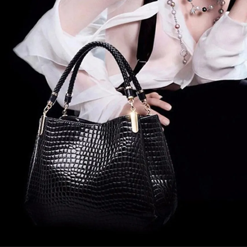 Kobiety Krokodylowe PU skórzane torby komunikatorskie duże pojemności torebki damskie swobodne stury torba na ramię 270G
