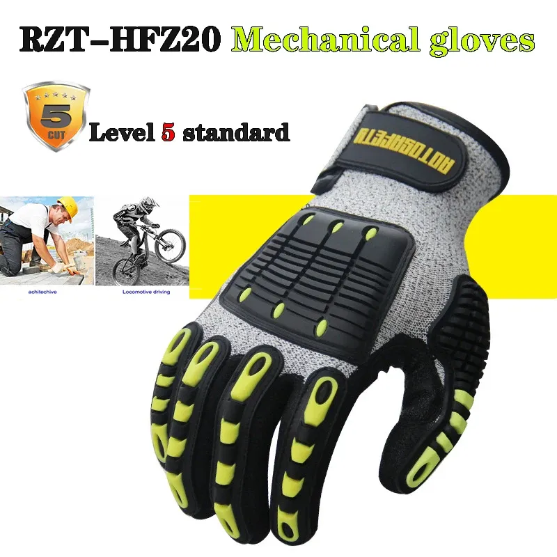 Gloves HFZ20 mechanical gloves Antivibration antismashing anticutting anticollision gloves Outdoor cycling Rescue safety gloves