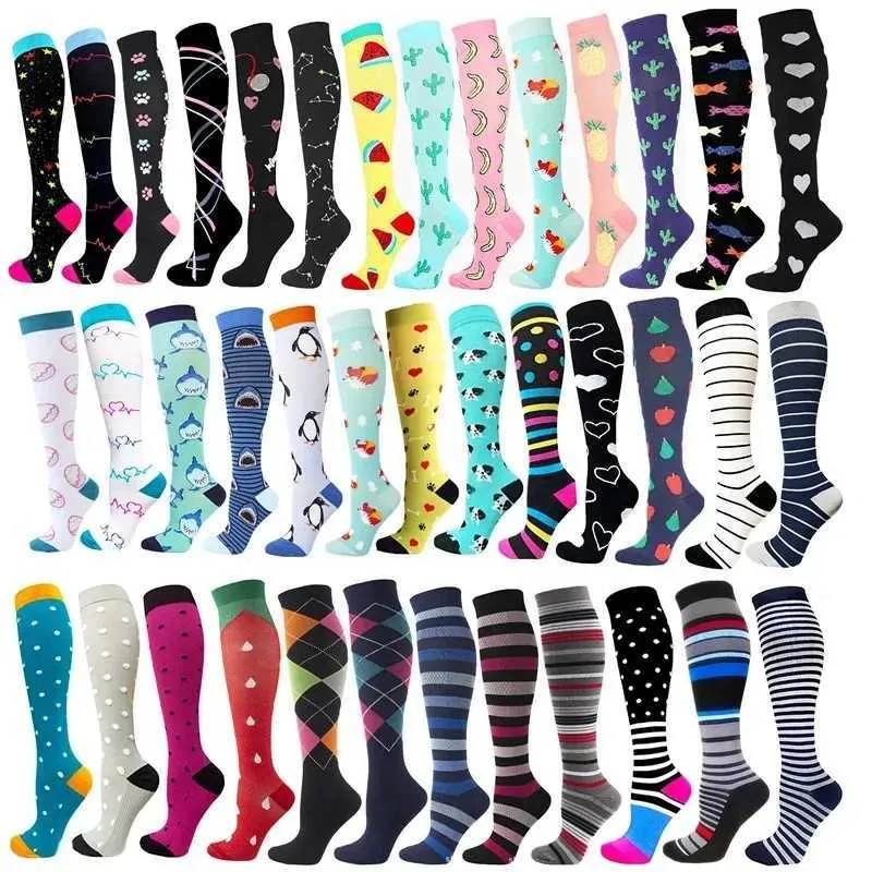 Chaussettes hosiery 58 chaussettes de compression pour femmes varices médicales diabète 20-30 mmhg chaussettes de soins pour hommes en randonnée