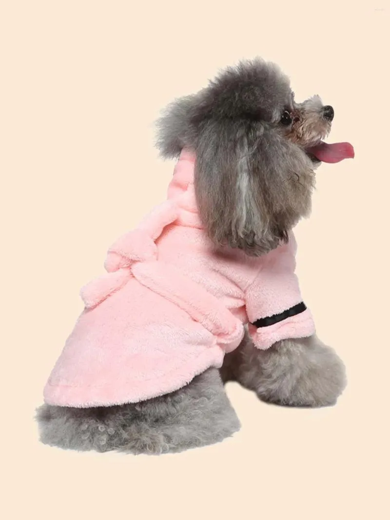 Vêtements pour chiens Pyjama pour animaux de compagnie à séchage rapide doux avec capot épaissis de peignoir à capuche de coton de luxe.