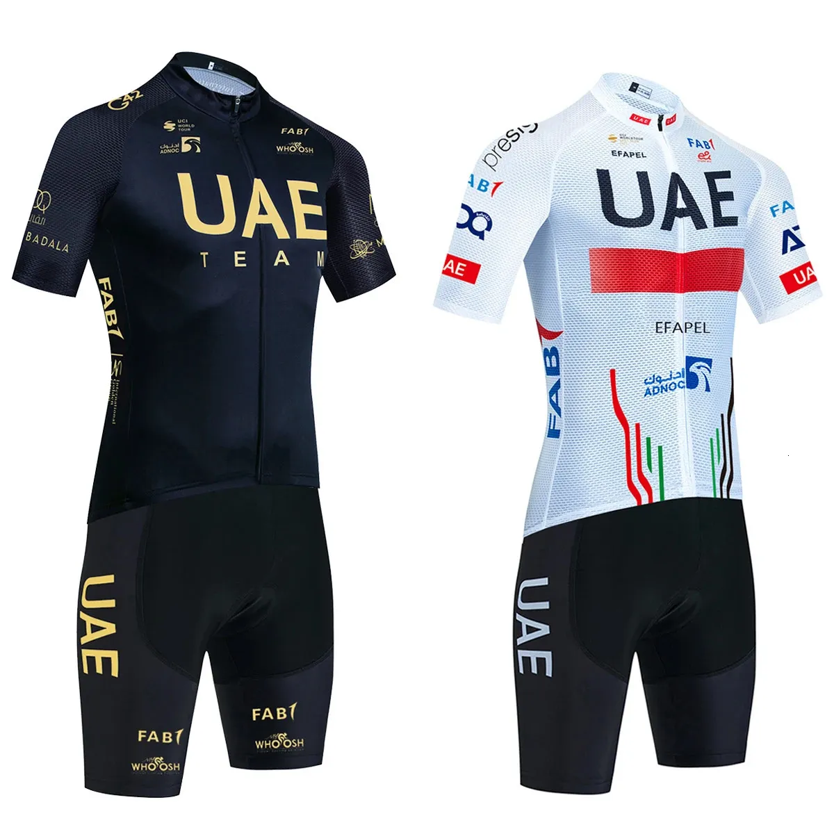 Förenade Arabemiraten Cycling Jersey Gold Color Team Bike Shorts Set Män Kvinnor Snabbt torrt Ropa Ciclismo Pro Bicycle Tshirt Kläder 240506
