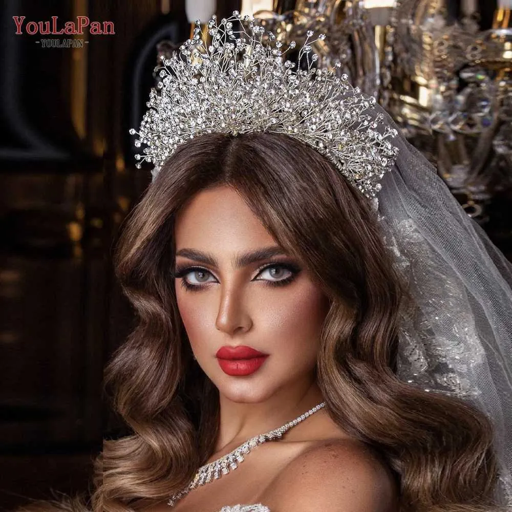 Bandons Youlapan HP193P Mariage de luxe Crown Crown Righestone Bridal Hair Accessories Bridal Headwear Jewelry Princess Headwear Q240506