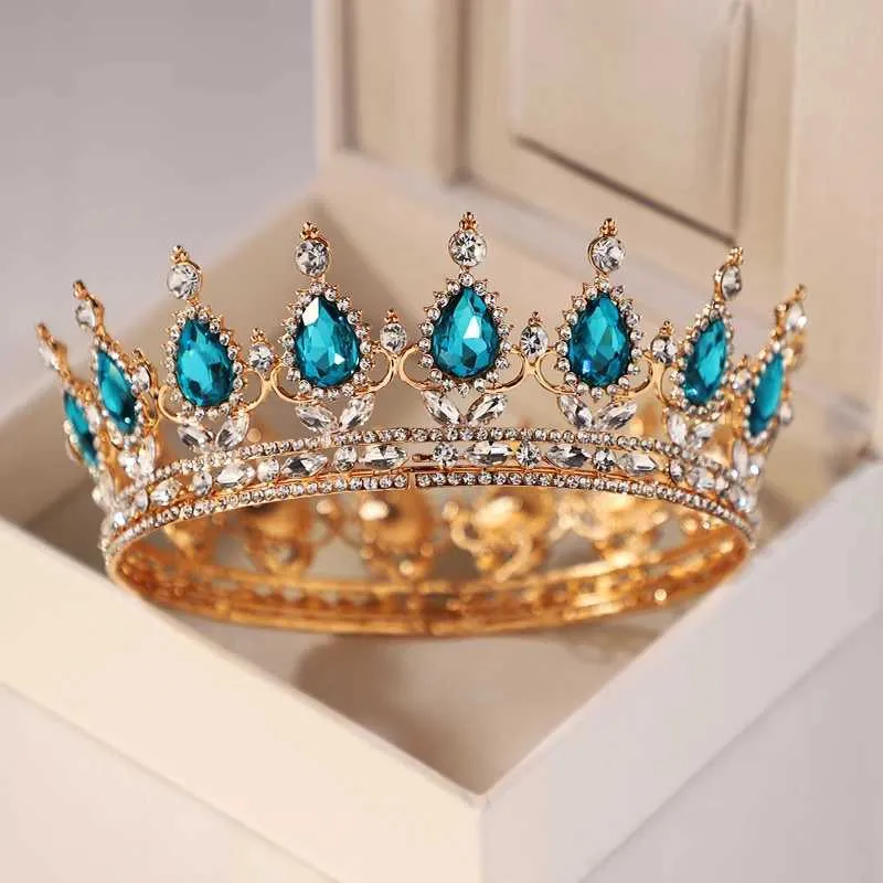 Joyas para el cabello de boda Itacazzo Bridal Headwear lleno de deslumbrante estilo de dorado lujoso Corona redonda de belleza de color dorado (sin caja)