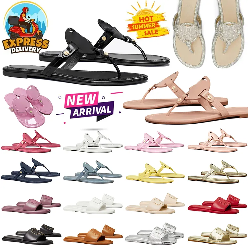 2024 Designer tofflor Womens Famous Fashiong Flip Flops Slipper Miller Sandaler Leather Metallic Silver Pink Black Brown Women Trainer Beach Shoes