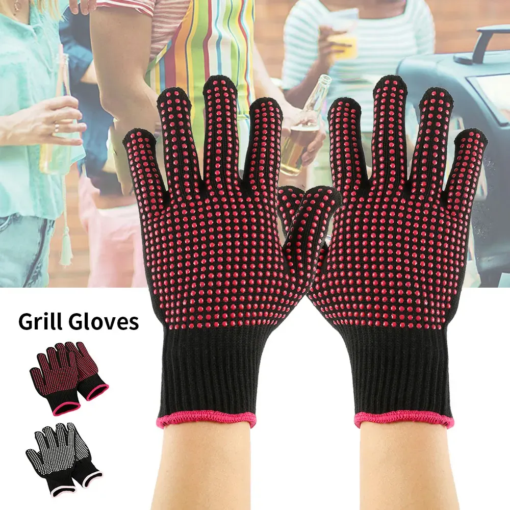 Gloves Grill Gloves BBQ Gloves Extreme Heat Resistant Grill Gloves 23cm NonSlip Oven Mitts BBQ Grilling Baking Bakeware Kitchen Access