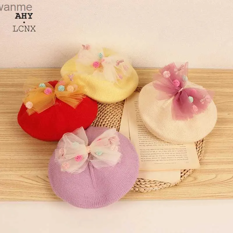 Caps Hüte Neues Herbstmädchen Baby Beret Retro -Strick -Hut Kinderbaby Hut Kinder Beret Jungen bemalt Hut WX