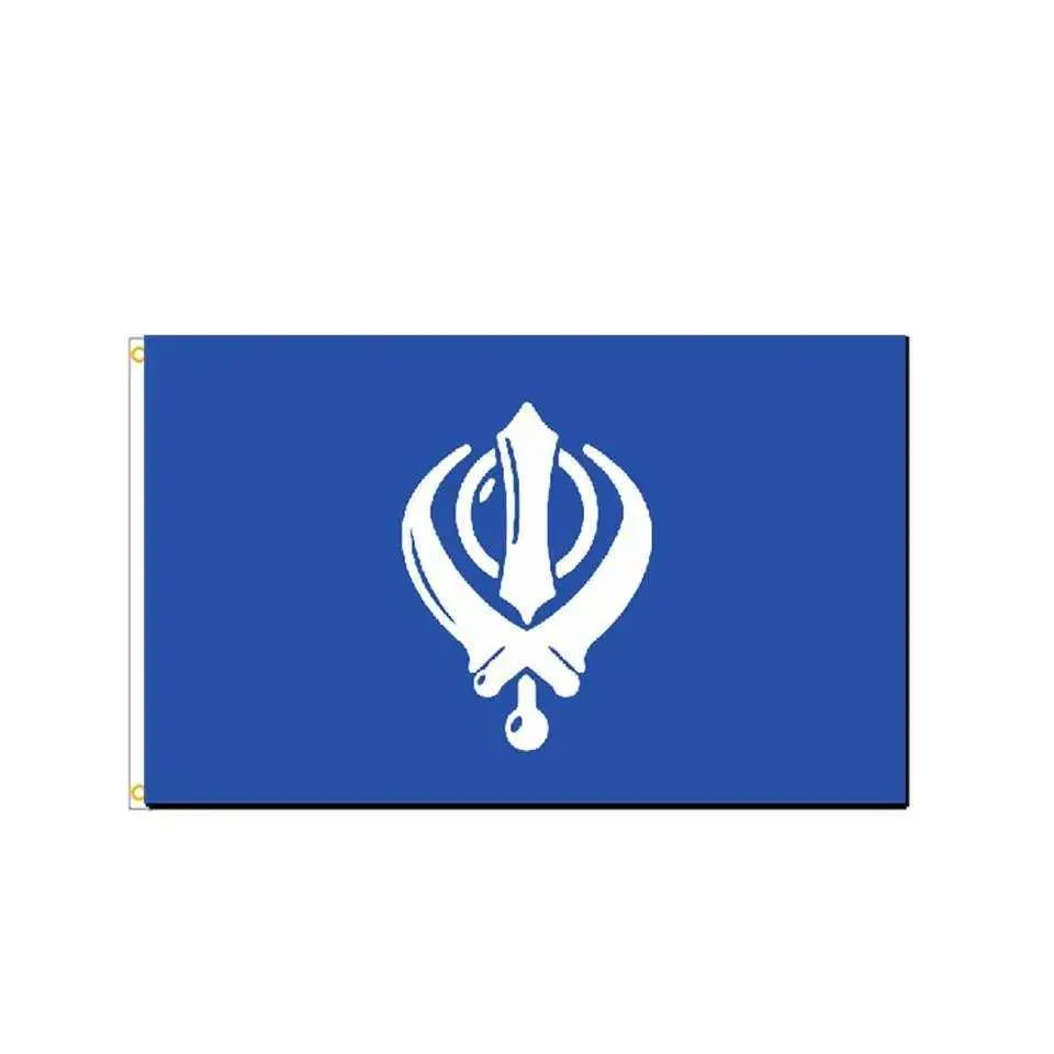 Banner Flags Blue Polyester Sikh Flag Sikhism Sikhism Religion Banner DÉCOR DU EURDOOR 90X150CM Polyester