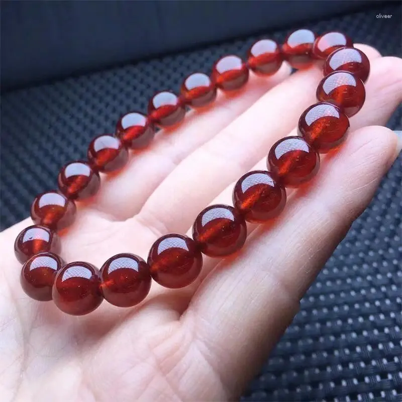 Bağlantı Bilezikleri 8mm Doğal Turuncu Kırmızı Garnet Bilezik Takı Kadın Erkek Fengshui Şifa Servet Boncukları Kristal Hediye 1 PCS