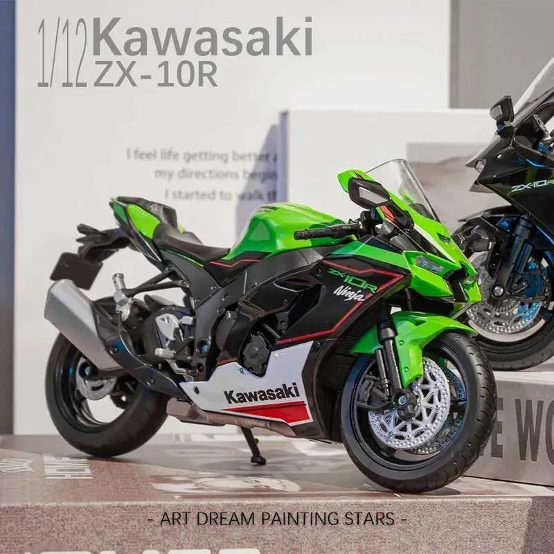 Diecast Model Arabalar Welly 1 12 Kawasaki Ninja ZX10R Motosiklet Model Oyuncak Araba Serisi Araba Hover Emilim Yol Araba Oyuncak Carl2405