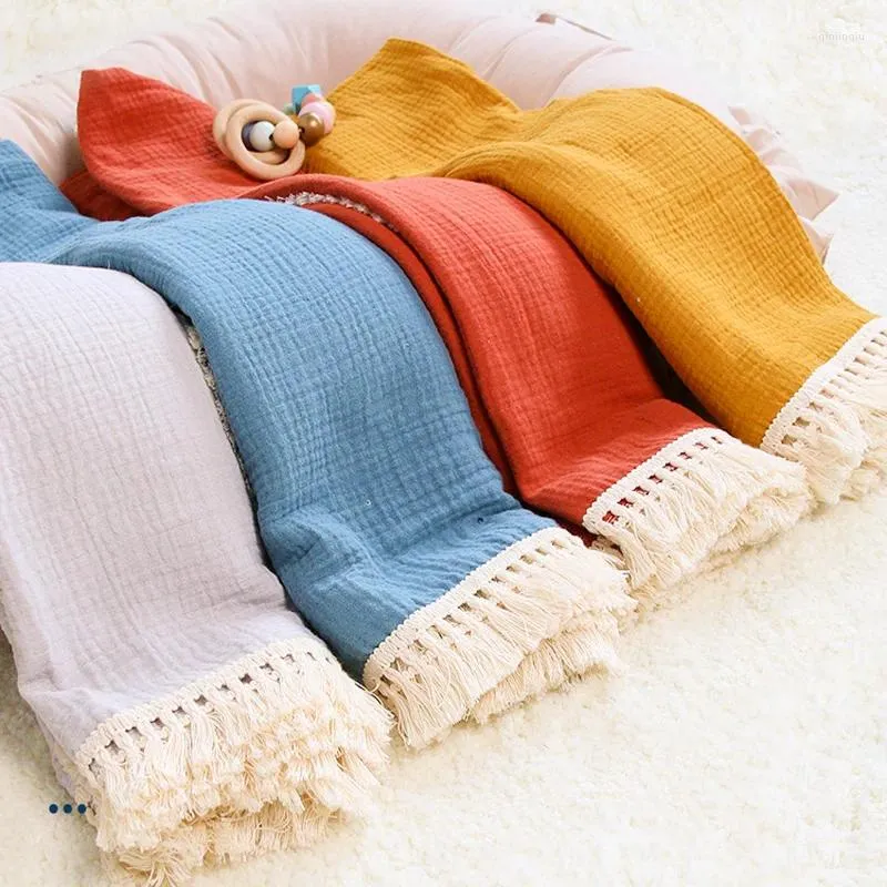 Cobertores Happyflute 2 players para a pele, algodão de algodão de algodão sólido Lace 2 cobertor de bebê
