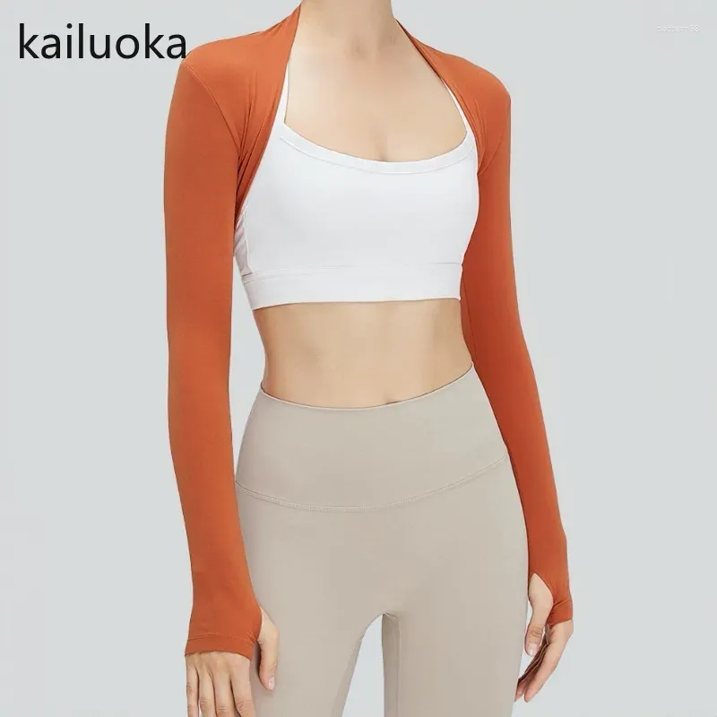 Aktif gömlek kadın çıplak spor şal fitness ceket sıkı uzun kollu üst 1 parça