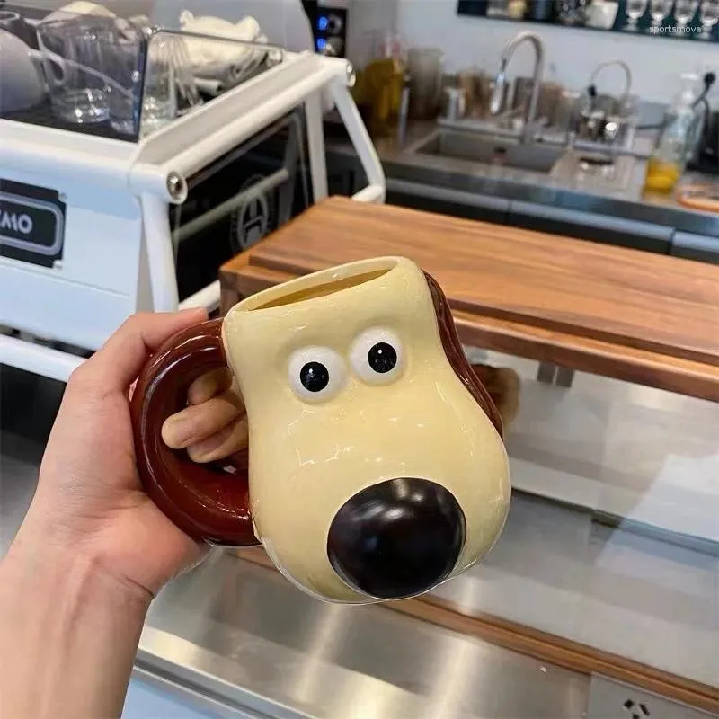 マグカップかわいい漫画3Dセラミックマグ犬ベアブレックファーストミルクオートミール大容量コーヒーカップ