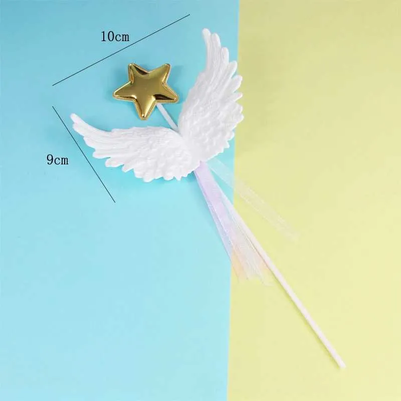 Bougies Decoration de gâteau d'anniversaire Angel Feather Wings Insertion Insertion Star Baking Ornements Decoration Tassel Decoration DIY