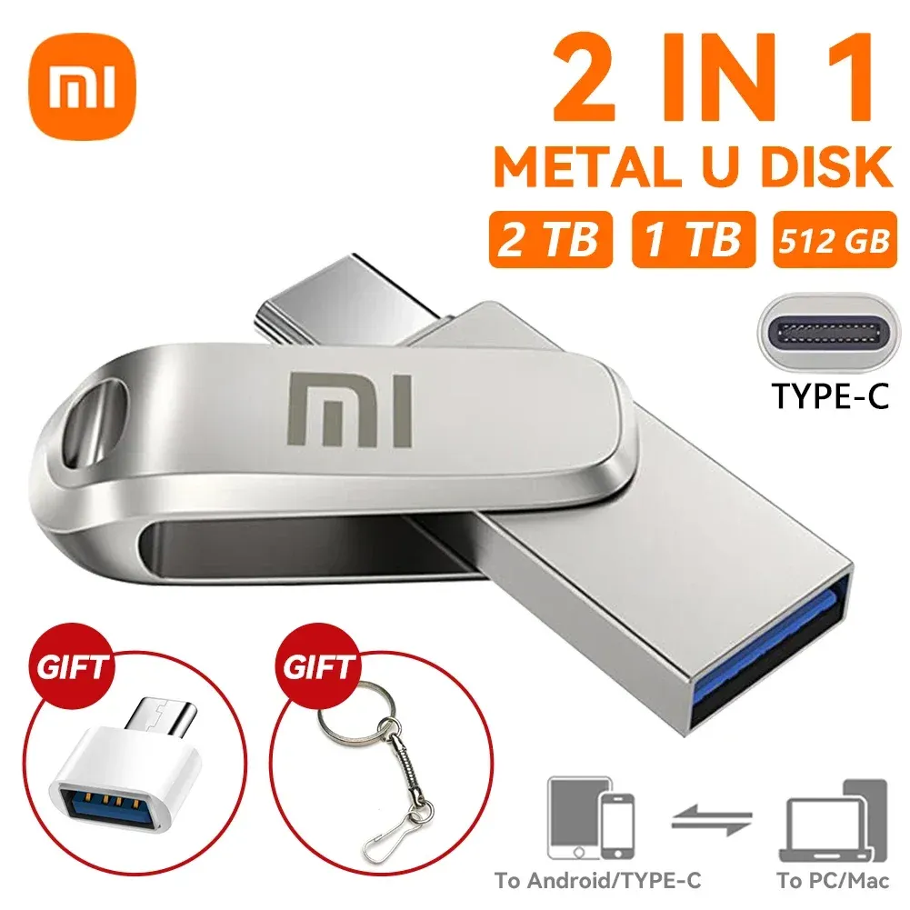 FORTS NEUE XIAOMI USB 3.1 Flash Drive 2 TB Highspeed Pen -Laufwerk 1 TB Metall wasserdichte typec USB Pendrive für Computerspeichergeräte