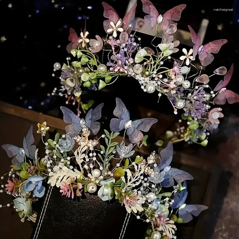 Clip per capelli Crystal Pearl Headband a banda per capelli Tiara farfalla fiore fiore di nozze nuziali accessori gioielli
