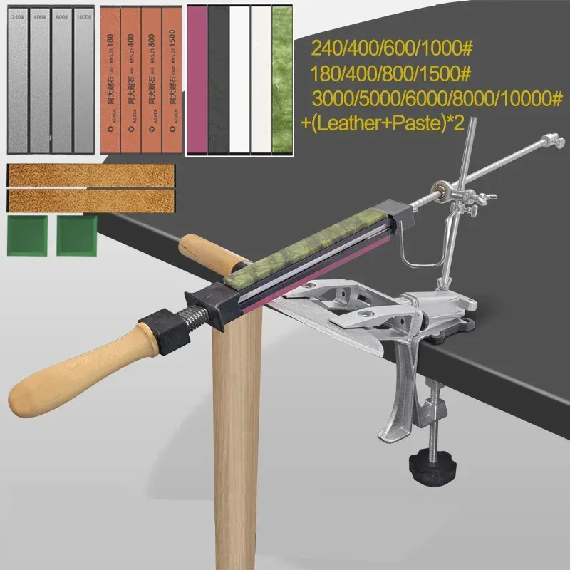 XK Sabit Açılı Bıçak Keskinleştirici Makinesi Profesyonel Elmas Bar keskinleştirme Taş Taşlama Whetstone Mutfak Araçları Ahşap 240424