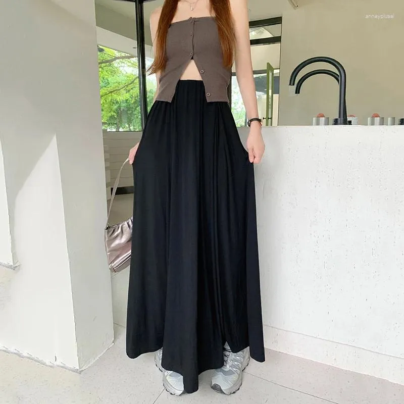 Юбки Стильная французская серая длинная юбка с модальным ощущением и тонкой текстурой для женщин