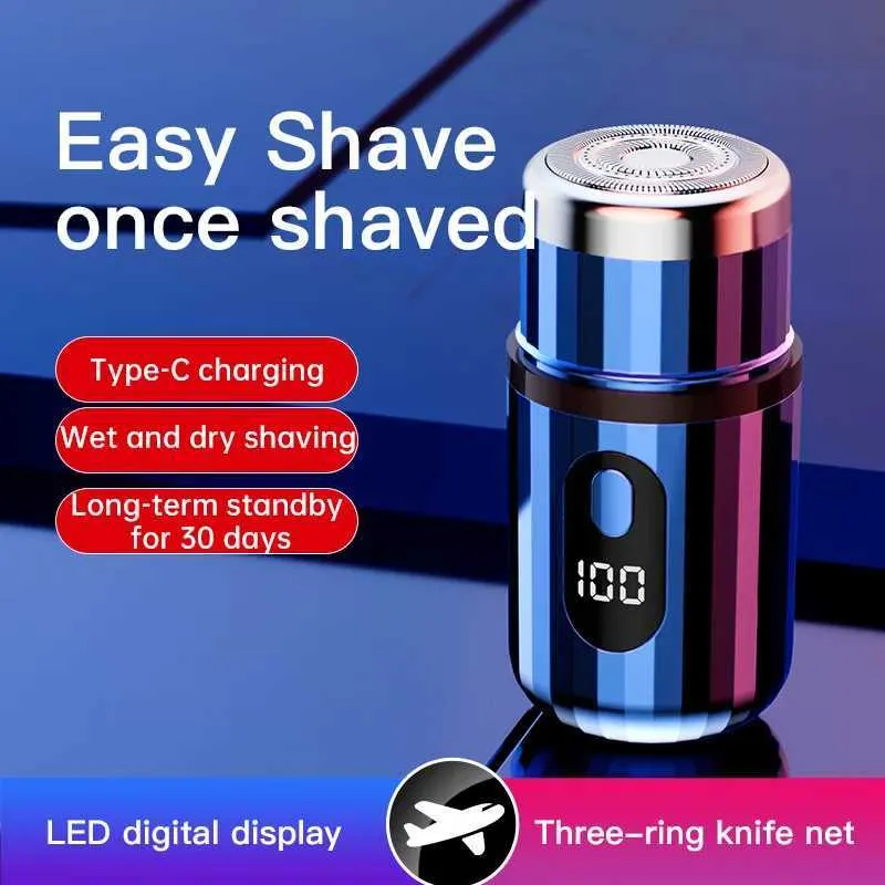 Barbeadores elétricos Novo T6 Mini Electric Shaver 3D Cabeça flutuante barbeador tipo C Charging rápido masculino Recarregável Shaver Y240503