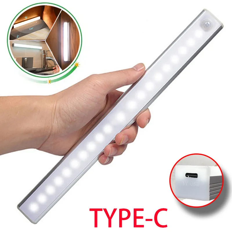 Sensore di movimento Luce wireless LED Night Light Type C Tipo C Armadio Light Retrovino della lampada per armadio per cucina LED