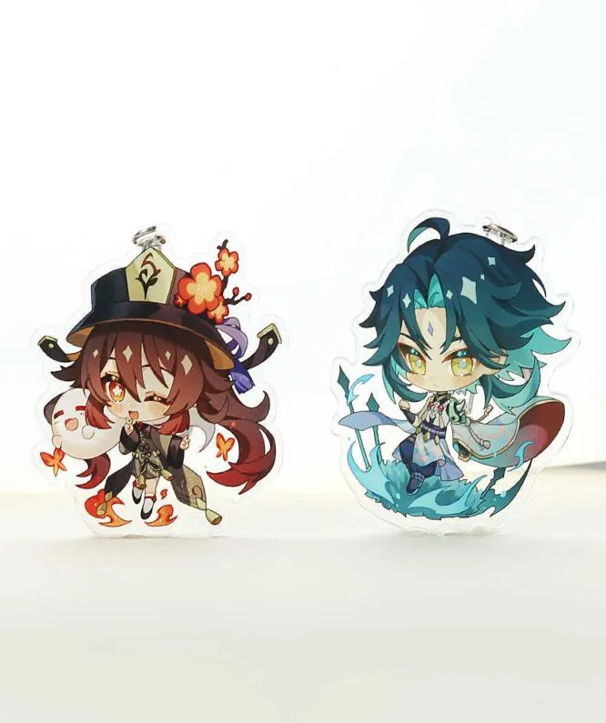 Anime Genshin Impact Cosplay Chibi Hutao Xiao Ganyu Keychain Venti Albedo süßer Charakter Auto Pendent Fans Sammlung Props Y07285930026