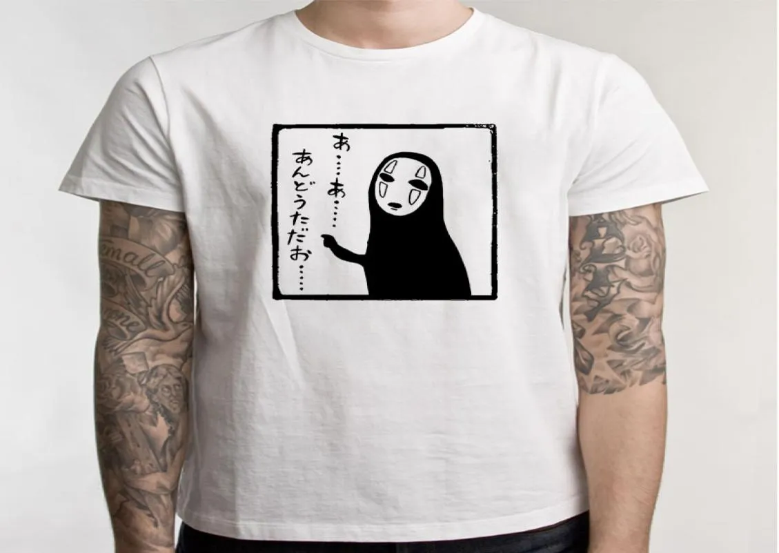 Japanse anime spirited away t -shirt mannen studio masker geen gezicht tees shortsleeves casual strips cartoon tee shirt3625671