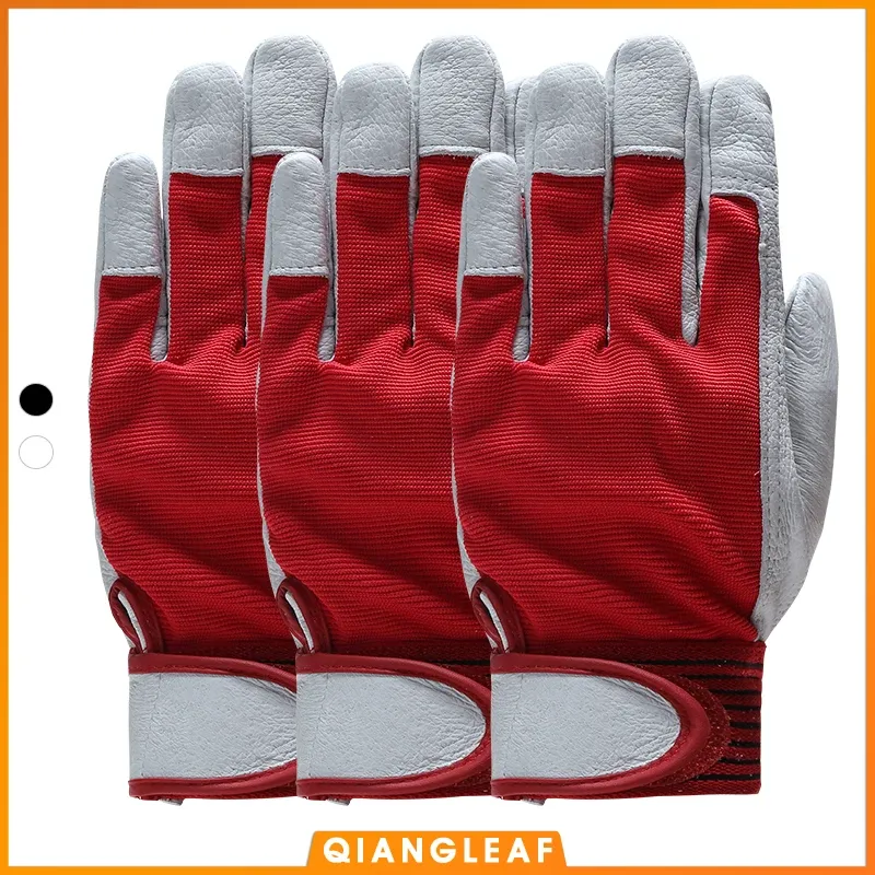 Gants Qiangleaf 3pcs Fashion Red Produits mécaniciens en cuir en cuir Gants de sécurité Industriel fonctionnement du travail de protection Glove 5163