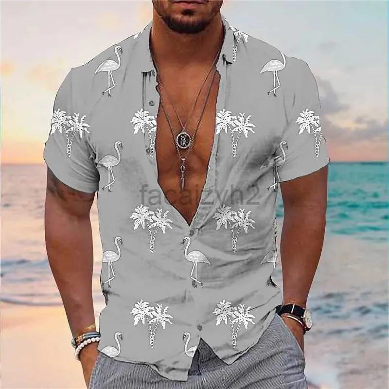 Мужские плюс Tees Polos 2024 Мужская пляжная рубашка 3D Цифровое принт тропический лес