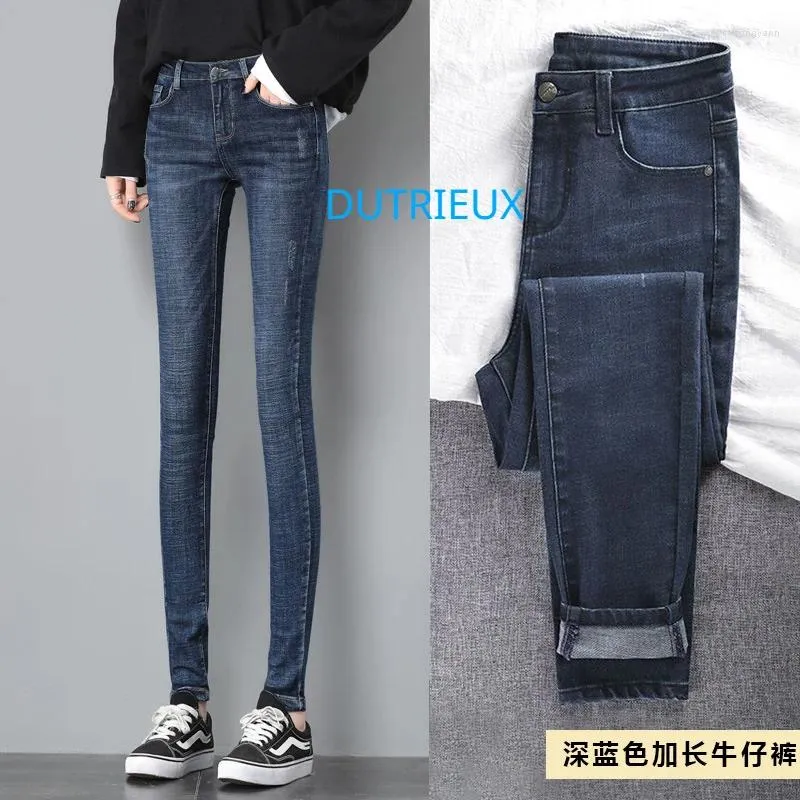 Jeans femininos Dutrieux 2024 Spring Women's High Caist Elastic Slim Fit Quality