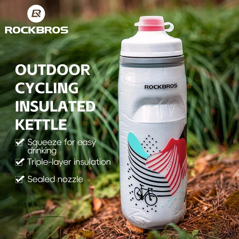 Rockbros Circulat Water Bottle 620 ml Capacité Bicycle Isolation Bouteille de refroidissement Bouteille d'eau Outdoor Sports et Fitness Accessoires de vélo 240428