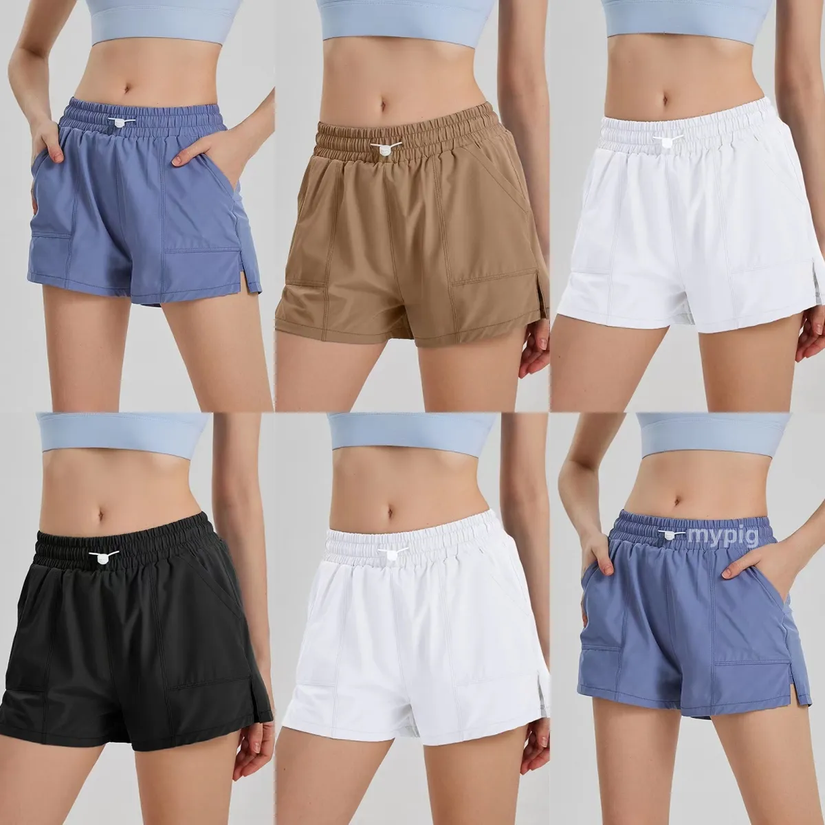 Sportshorts voor vrouwen in zomer basketbal snel drogen Running Running Fitness Pants Hoge taille heup tillen nep tweedelige yoga shorts 2024 nieuw model