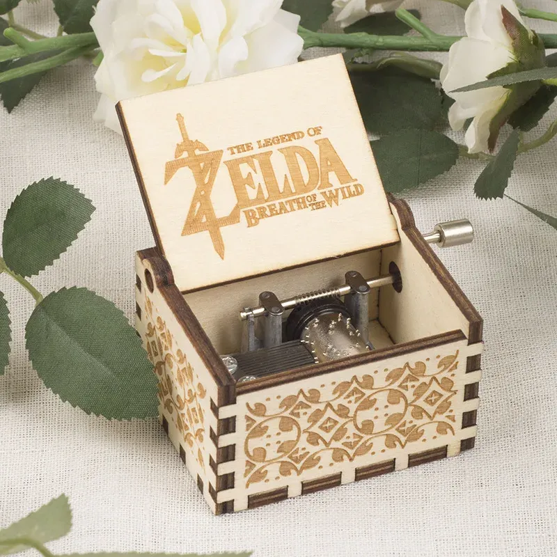 Miniaturen Zelda Music Box Holzhand Rocker Sky City Vintage Music Box für Frau, Tochter/Sohn Urlaub Geschenk Weihnachten Neujahr Geschenk