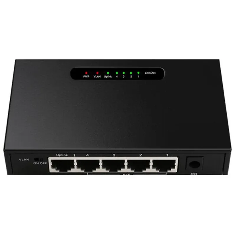 ZAAGMACHINES 5PORT POE Gigabit Switch Onbeheerde voeding met VLAN -functie 52V1.25A 1000mps Switch EU -plug